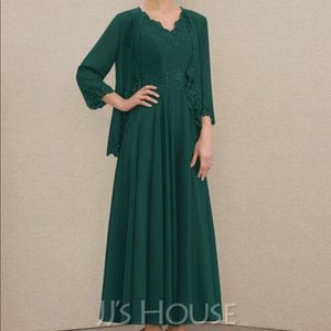 Ankle-Length Chiffon Mother of the
Bride Dress With Beading